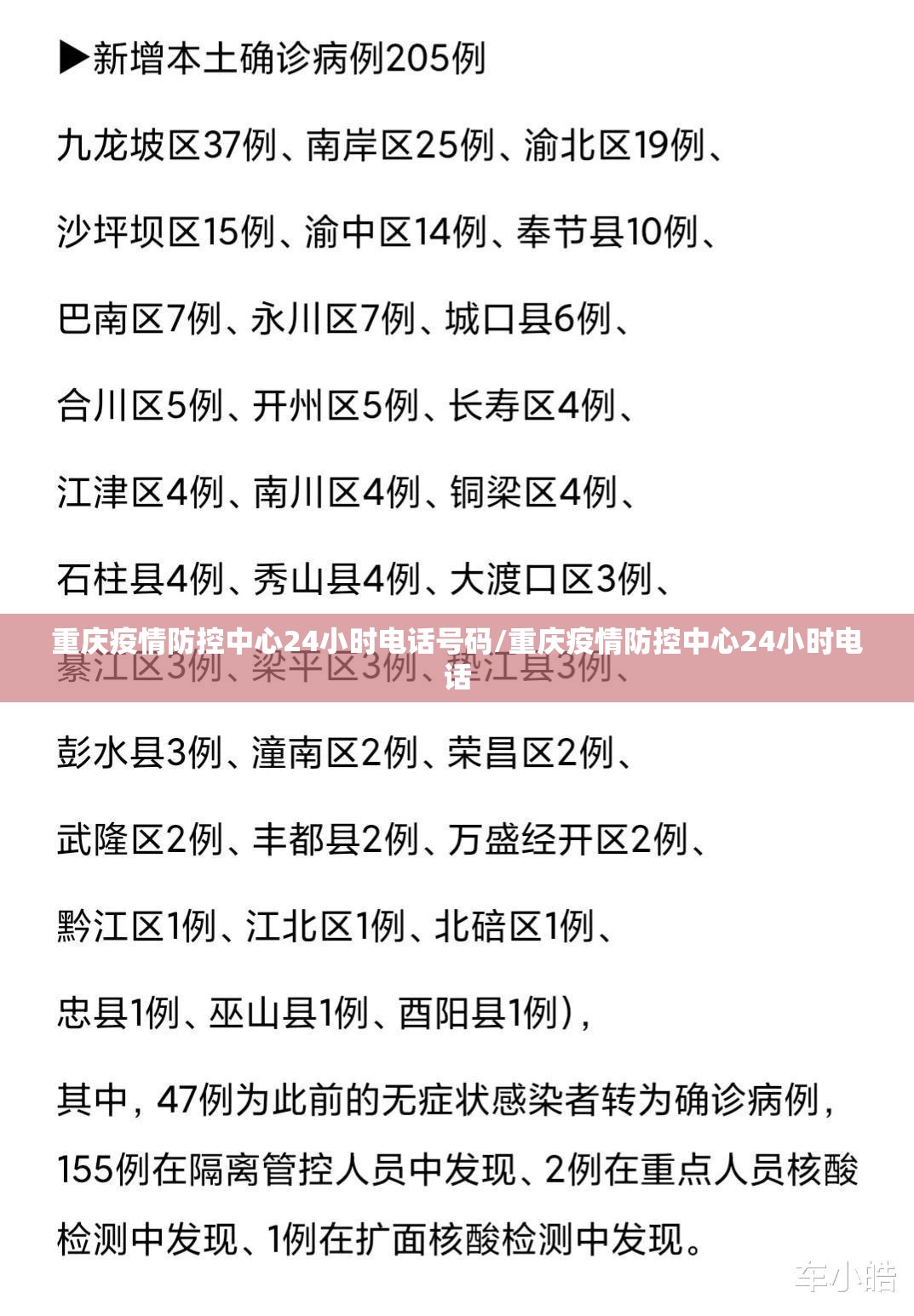 重庆疫情防控中心24小时电话号码/重庆疫情防控中心24小时电话