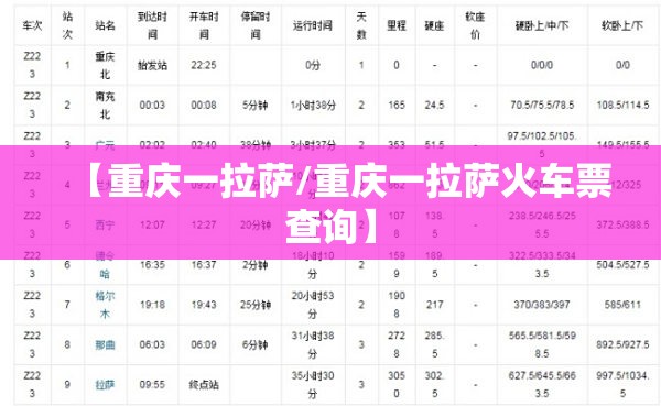 【重庆一拉萨/重庆一拉萨火车票查询】