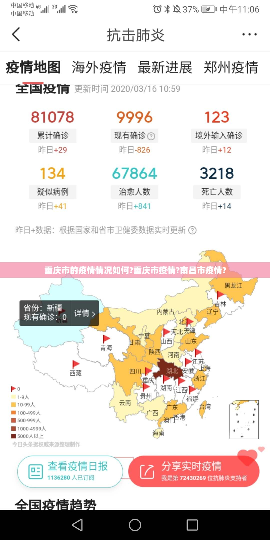 重庆市的疫情情况如何?重庆市疫情?南昌市疫情?