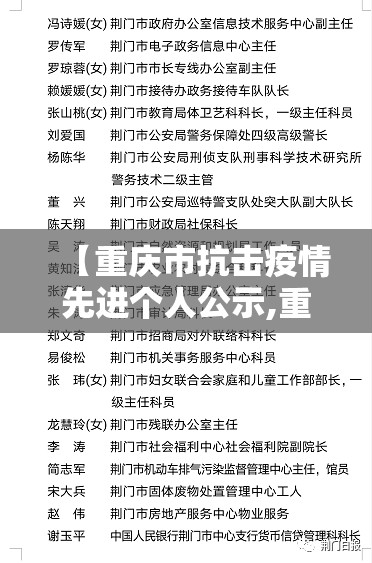 【重庆市抗击疫情先进个人公示,重庆市抗击疫情先进个人公示名单】