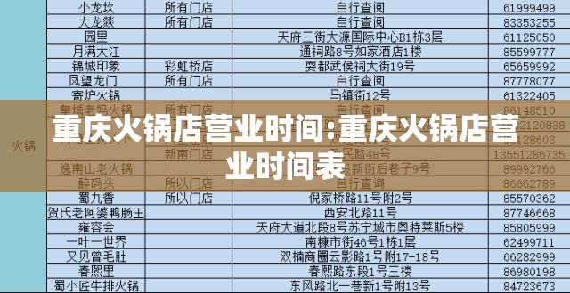 重庆火锅店营业时间:重庆火锅店营业时间表