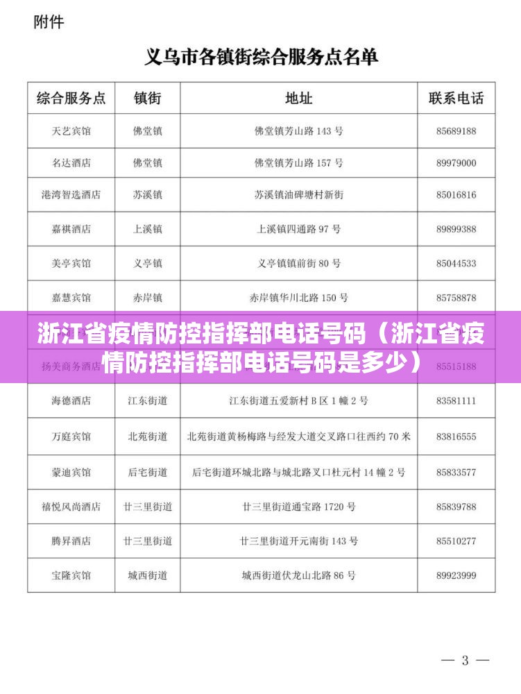 浙江省疫情防控指挥部电话号码（浙江省疫情防控指挥部电话号码是多少）