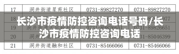 长沙市疫情防控咨询电话号码/长沙市疫情防控咨询电话