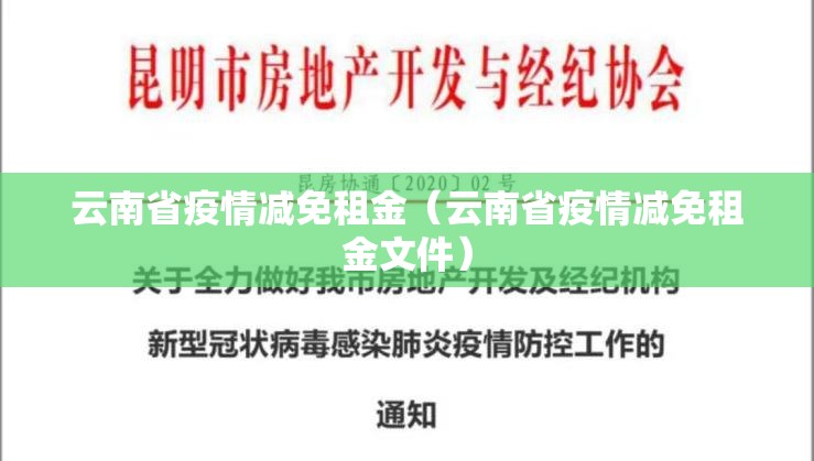 云南省疫情减免租金（云南省疫情减免租金文件）
