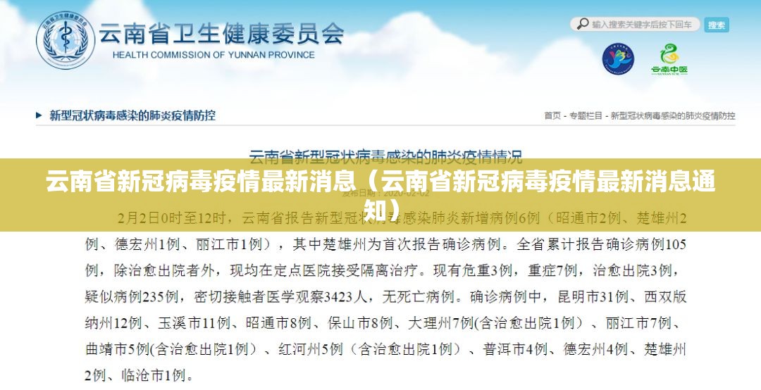 云南省新冠病毒疫情最新消息（云南省新冠病毒疫情最新消息通知）